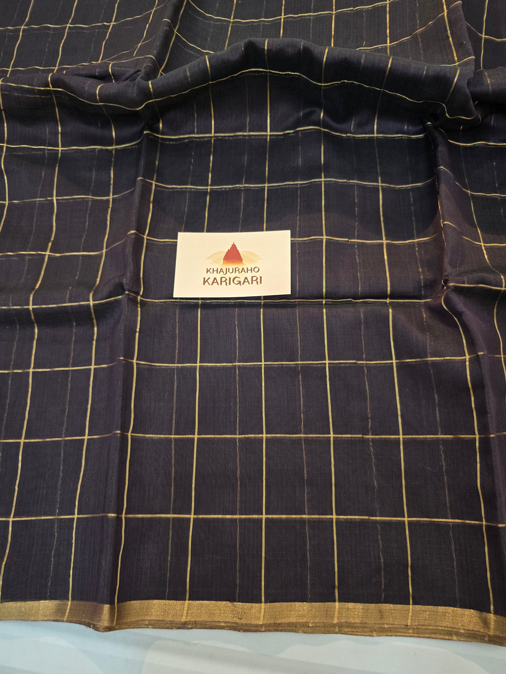 Chanderi silk cotton Big Checks brown