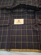 Chanderi silk cotton Big Checks brown