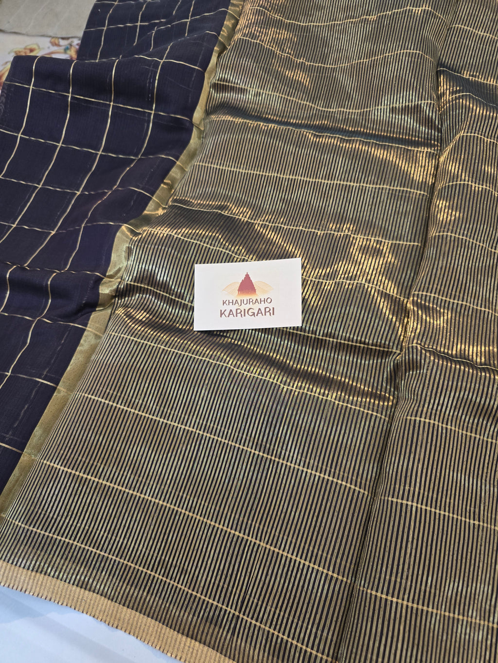 Chanderi silk cotton Big Checks brown