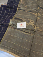 Chanderi silk cotton Big Checks brown