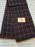 Chanderi silk cotton Big Checks brown