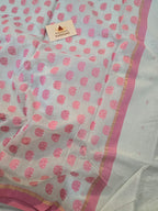 Chanderi polka dots with hathi- white