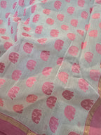 Chanderi polka dots with hathi- white