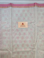 Chanderi polka dots with hathi- white