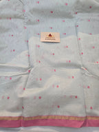 Chanderi polka dots with hathi- white