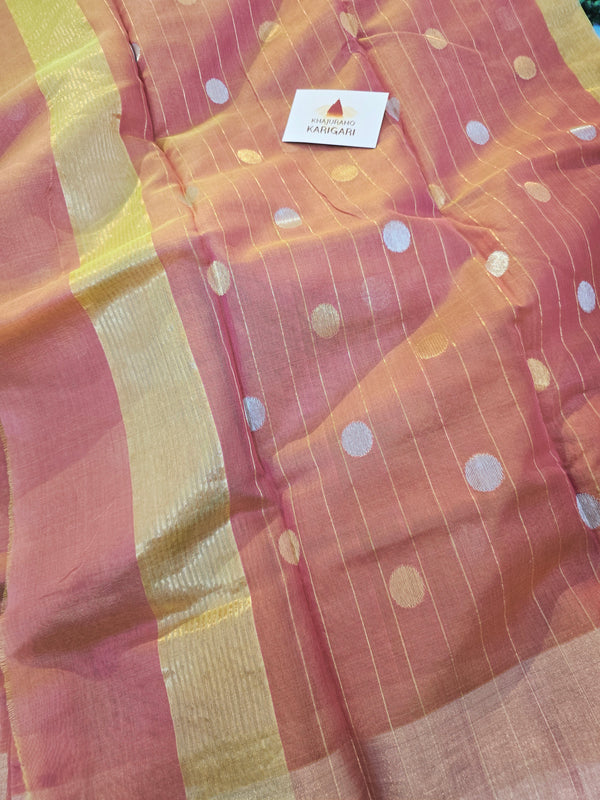Chanderi Pure handwoven Coin Motifs Saree