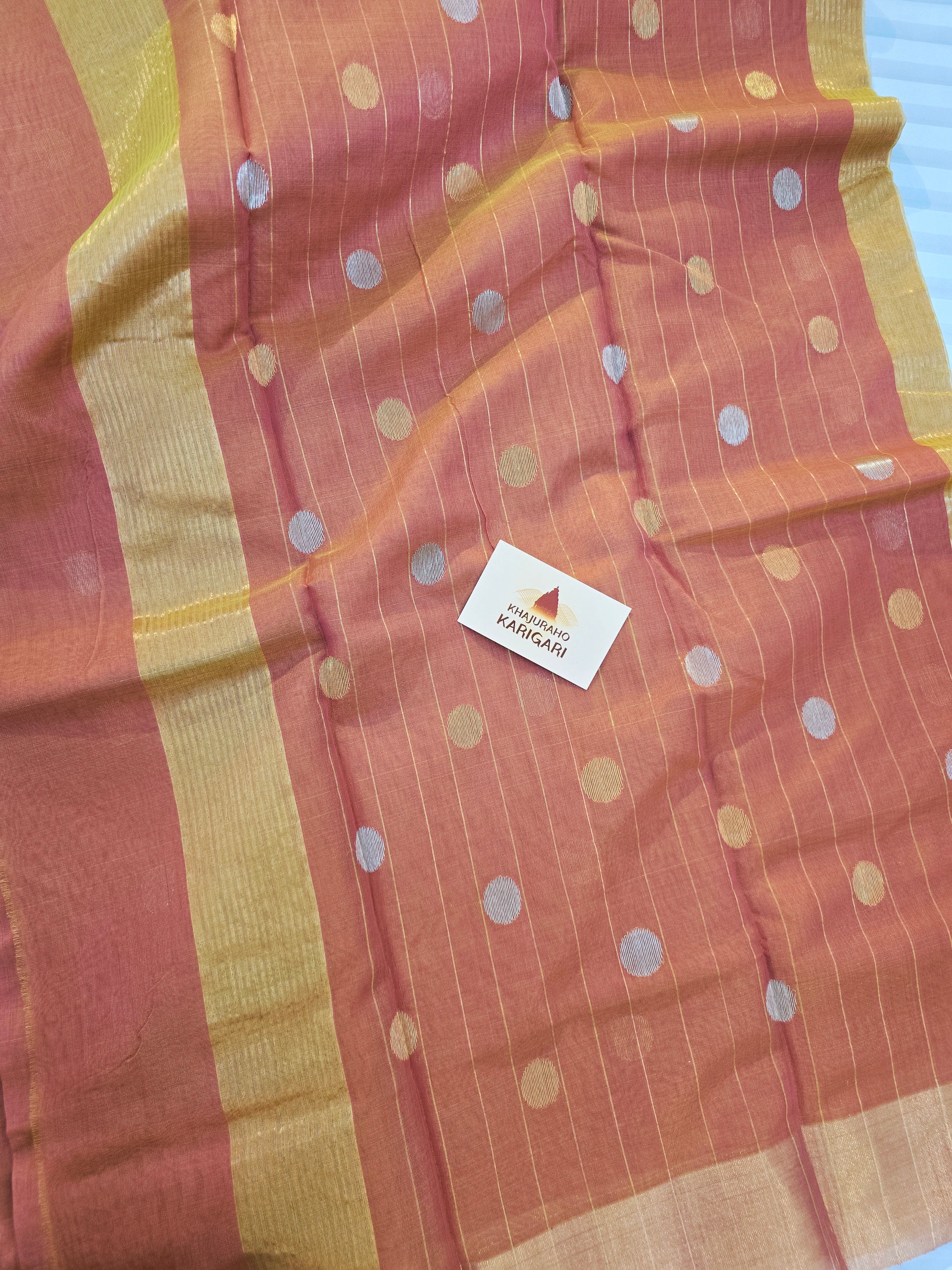 Chanderi Pure handwoven Coin Motifs Saree