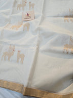 Pure Handwoven Chanderi Deer Motifs Saree