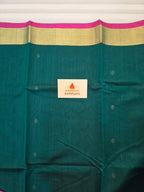 Pure handwoven Chanderi kamal Boota on pallu - Teal Green