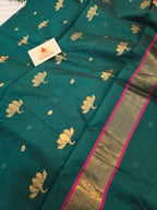 Pure handwoven Chanderi kamal Boota on pallu - Teal Green