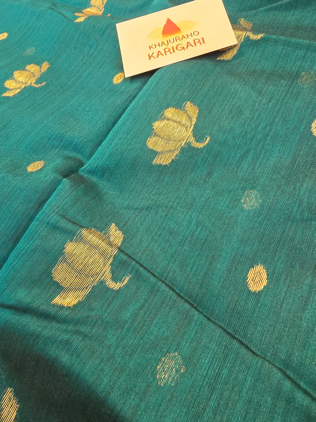 Pure handwoven Chanderi kamal Boota on pallu - Teal Green