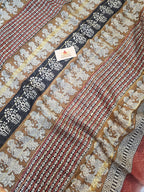 Hand block Printed Chanderi Silk Cotton Saree - Black Floral