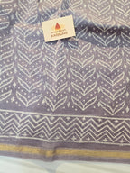 Hand block Printed Chanderi Silk Cotton Saree - Lavender Mist