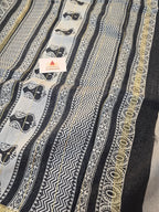 Hand block Printed Chanderi Silk Cotton Saree - Blue Floral