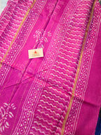 Hand block Printed Chanderi Silk Cotton Saree - Pink