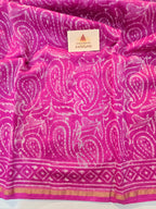 Hand block Printed Chanderi Silk Cotton Saree - Pink