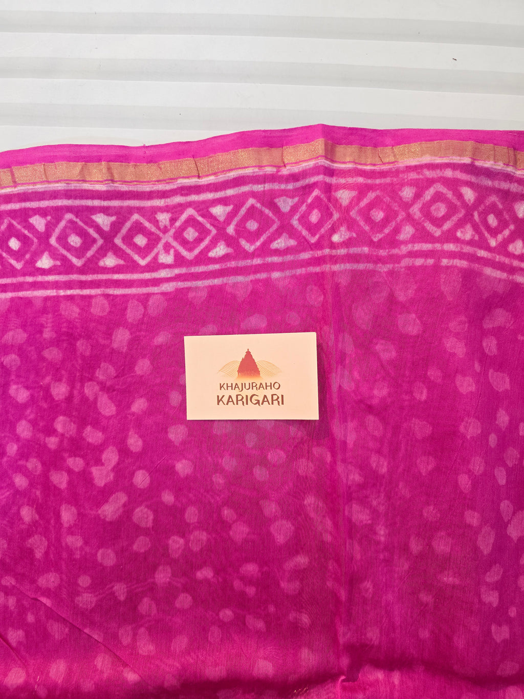 Hand block Printed Chanderi Silk Cotton Saree - Pink