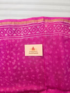Hand block Printed Chanderi Silk Cotton Saree - Pink