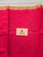 Pure Handwoven Chanderi Small Motifs Narrow Zari Border - Red
