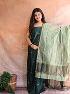 Pure Handwoven Maheshwari Kurta Dupatta Set