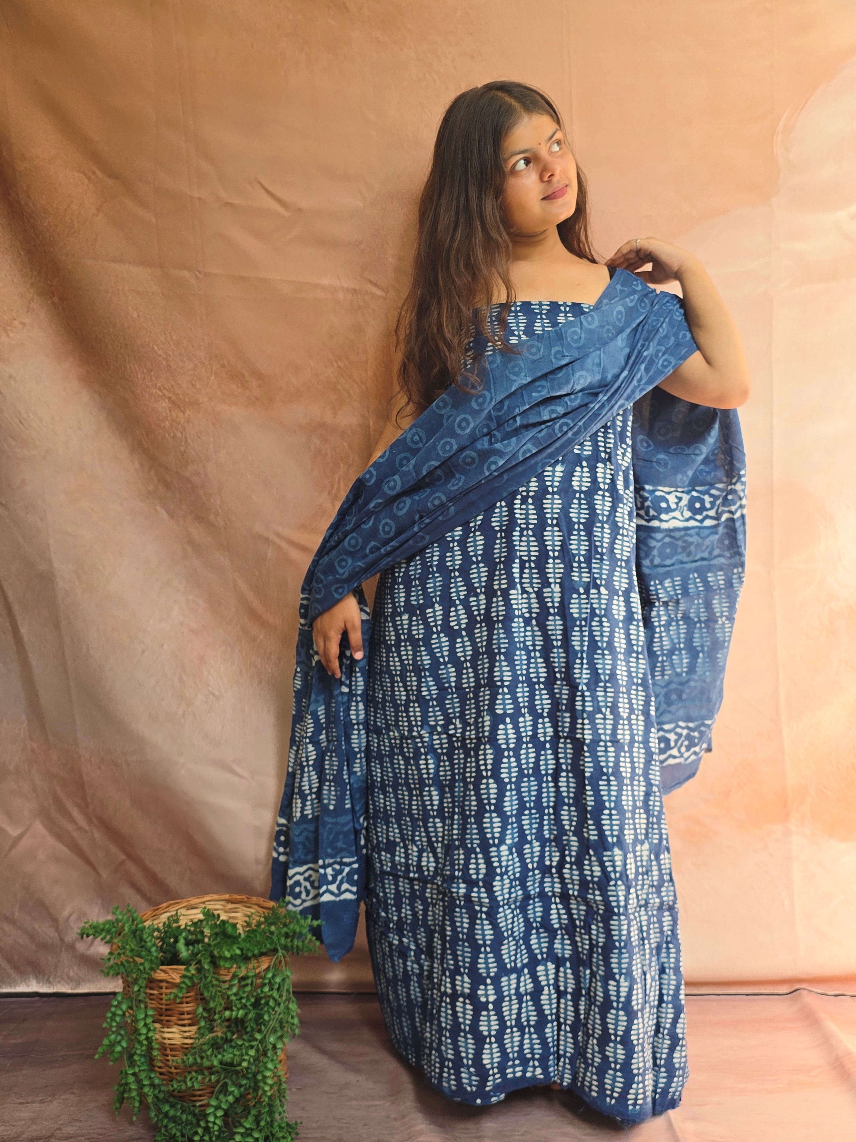 Handblock Printed Mul Cotton Dress Material Set