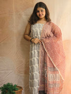 Natural Dyed Hand Block Print Cotton Suit Set with Kota Doria Dupatta