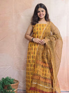 Natural Dyed Hand Block Print Cotton Suit Set with Kota Doria Dupatta