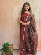 Natural Dyed Hand Block Print Cotton Suit Set with Kota Doria Dupatta