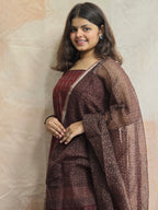 Natural Dyed Hand Block Print Cotton Suit Set with Kota Doria Dupatta