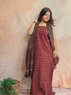Natural Dyed Hand Block Print Cotton Suit Set with Kota Doria Dupatta