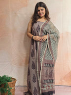 Natural Dyed Hand Block Print Cotton Suit Set with Kota Doria Dupatta