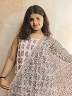 Natural Dyed Hand Block Print Cotton Suit Set with Kota Doria Dupatta