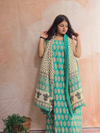 Handblock Printed Mul Cotton Dress Material Set