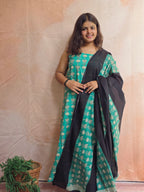Handblock Printed Mul Cotton Dress Material Set - kamal Boota