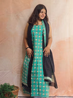 Handblock Printed Mul Cotton Dress Material Set - kamal Boota