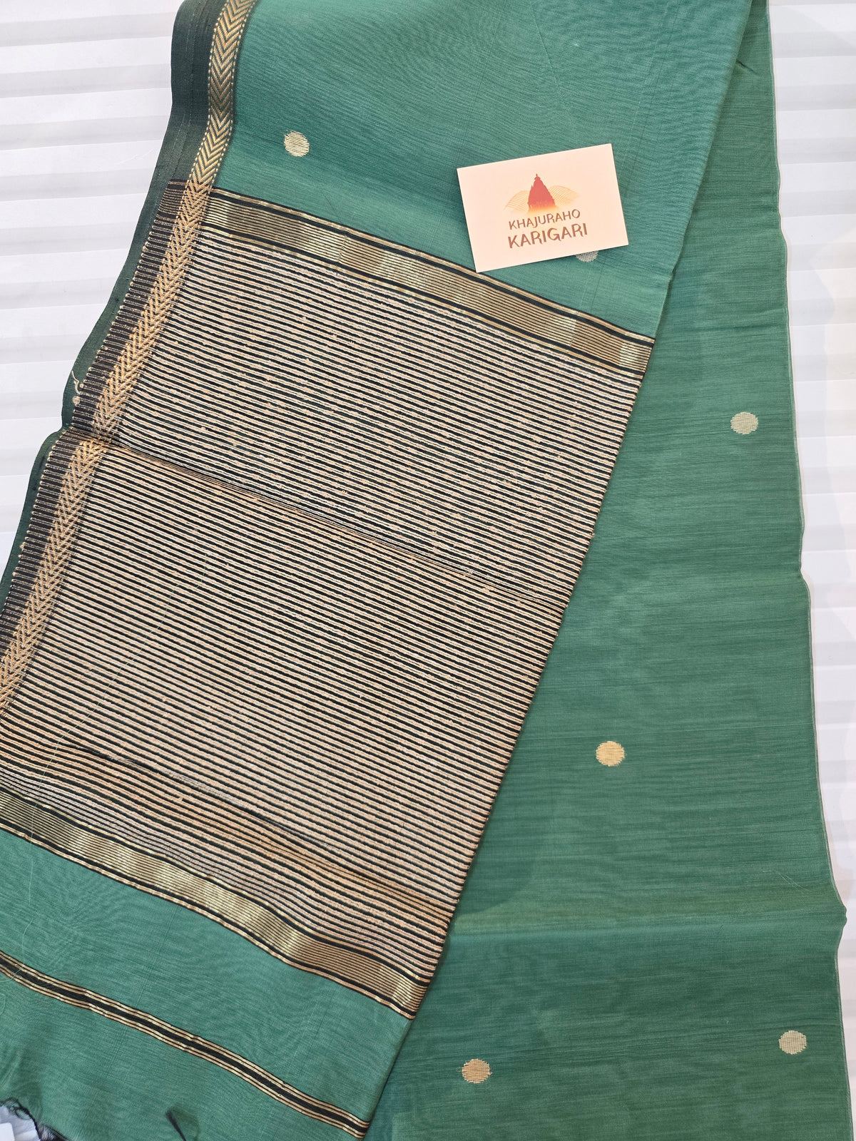 Pure Maheshwari Saree with Ghicha Pallu – Green