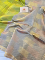 Pure Handwoven Maheshwari Saree with Ghicha Pallu and Blouse - Neon Green