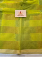 Pure Handwoven Maheshwari Saree with Ghicha Pallu and Blouse - Neon Green
