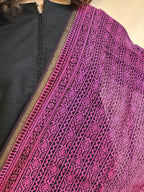 Bagh Handblock Printed Maheshwari Dupatta - Black & Pink