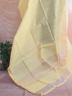 Handwoven Chanderi Silk-Cotton Dupatta with Zari Border - Yellow