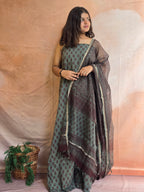 Natural Dyed Hand Block Print Cotton Suit Set with Kota Doria Dupatta
