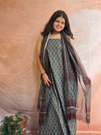 Natural Dyed Hand Block Print Cotton Suit Set with Kota Doria Dupatta