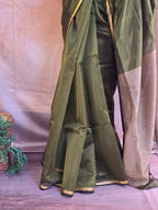 Pure Maheshwari Saree with Ghicha Pallu – Green