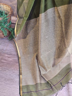 Pure Maheshwari Saree with Ghicha Pallu – Green