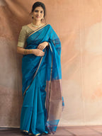 Pure Maheshwari Saree with Ghicha Pallu – Blue