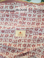 Hand Batik Printed Chinon Saree with Blouse Piece - Peach