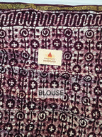 Hand Batik Printed Chinon Saree with Blouse Piece - Wine