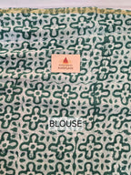 Hand Batik Printed Chinon Saree with Blouse Piece - Green
