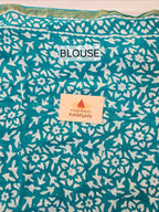 Hand Batik Printed Chinon Saree with Blouse Piece - Sea Green