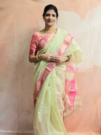 Pure Handwoven Maheshwari Zari Check Saree